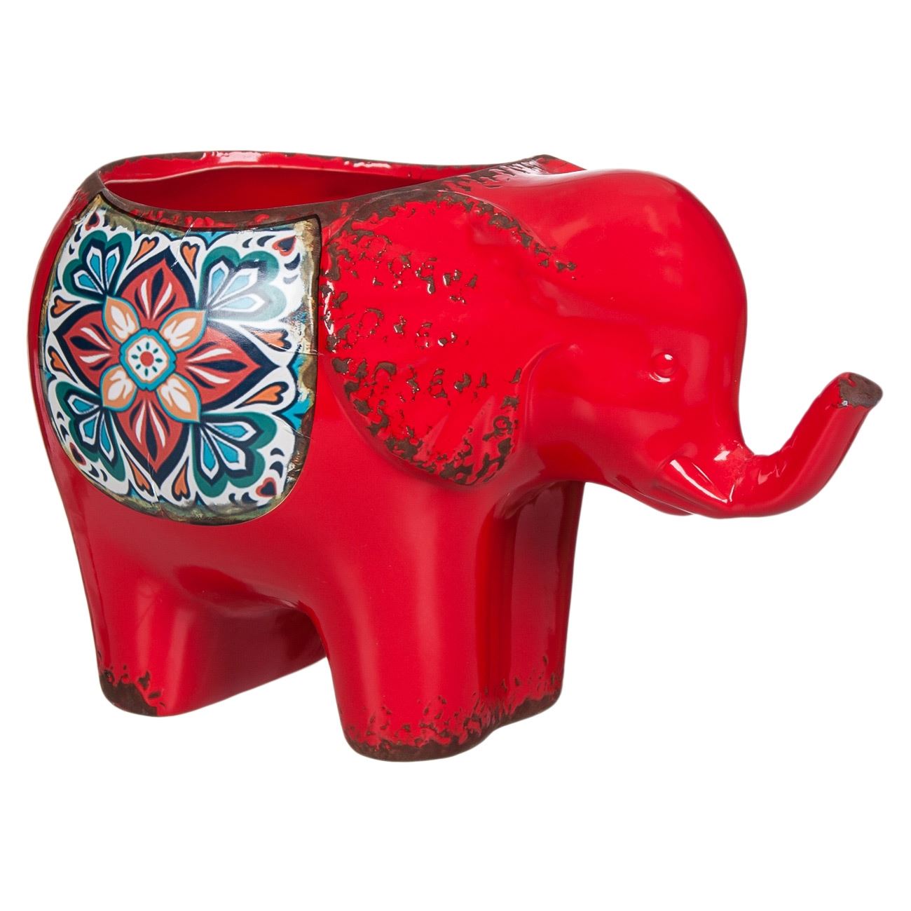 Elefánt kerámia edény piros 26x15x16 cm