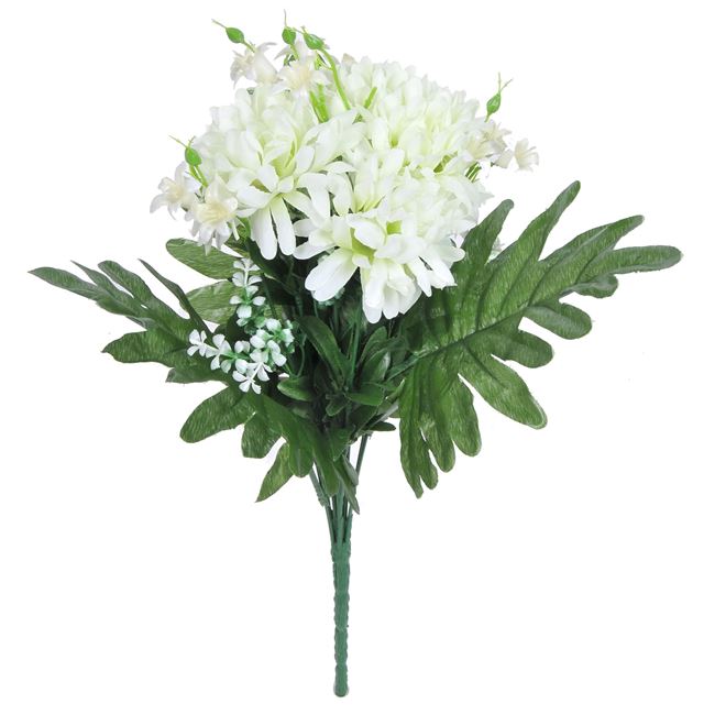 Csokor dekoratív virágok fehér krizantémmal 40cm