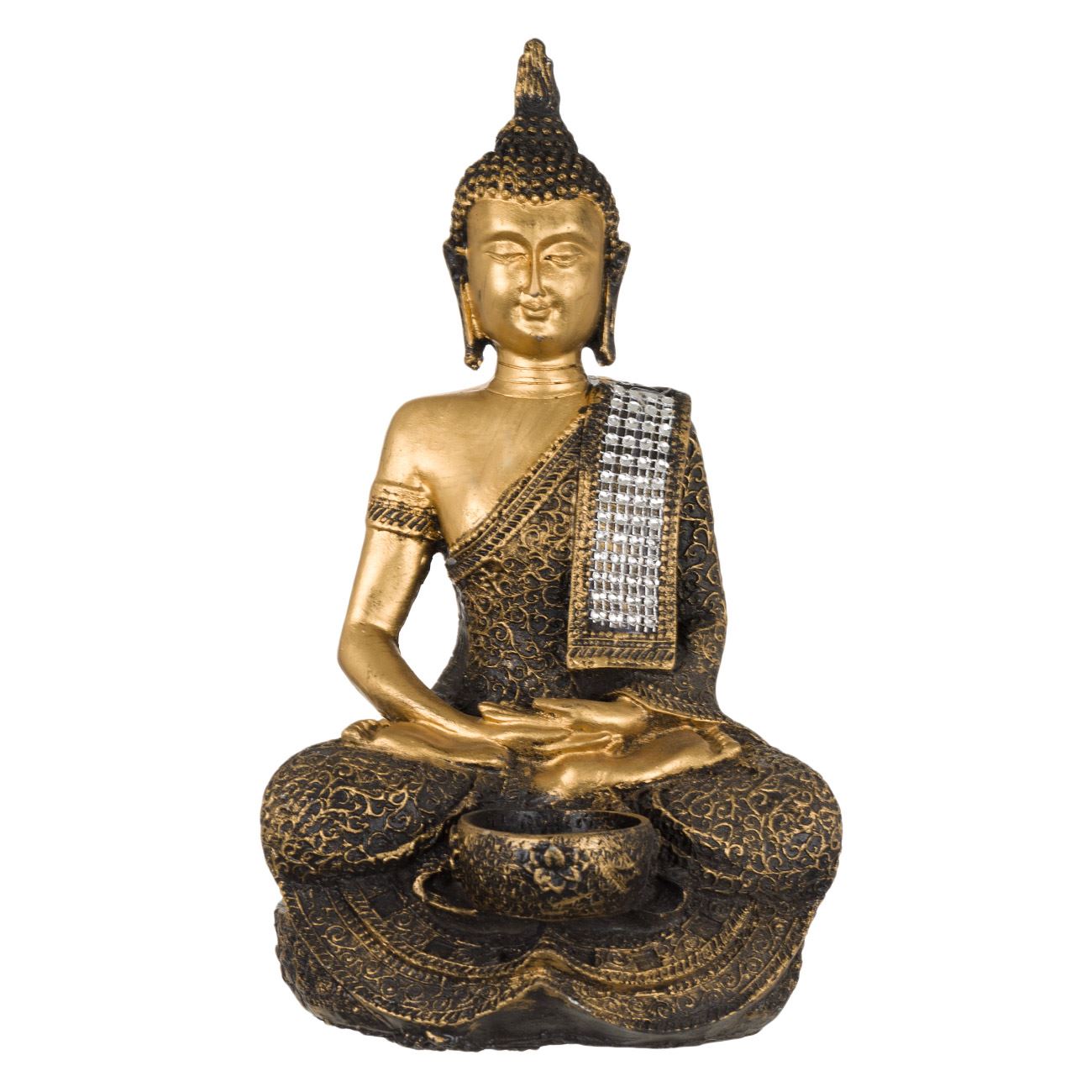 Arany Buddha mécsestartó 16x12x29 cm