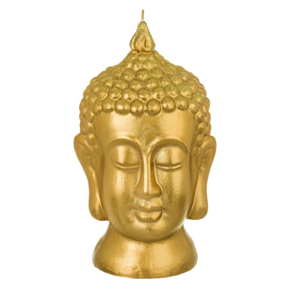 Gyertya dekoratív 3D arc Buddha Gold Glitter 11x11x21 cm