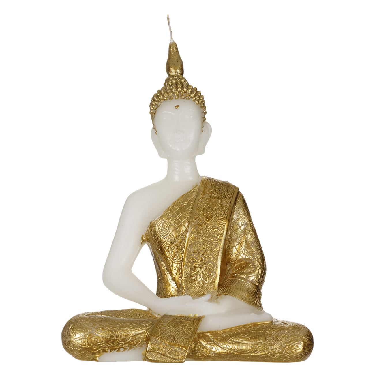 Dekoratív 3D Buddha gyertya ima arany köpenyben 21x10x28 cm
