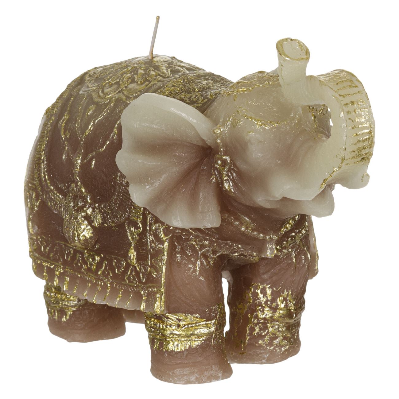 Gyertya dekoratív 3D elefánt arany hímzés 21x10x15 cm