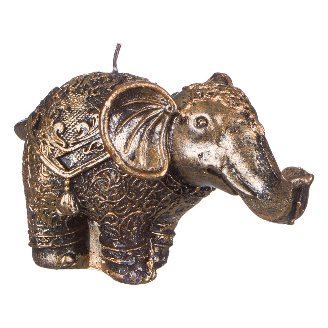 Elefánt gyertya dombornyomott minták arany szálcsiszolt 7,5x15 cm
