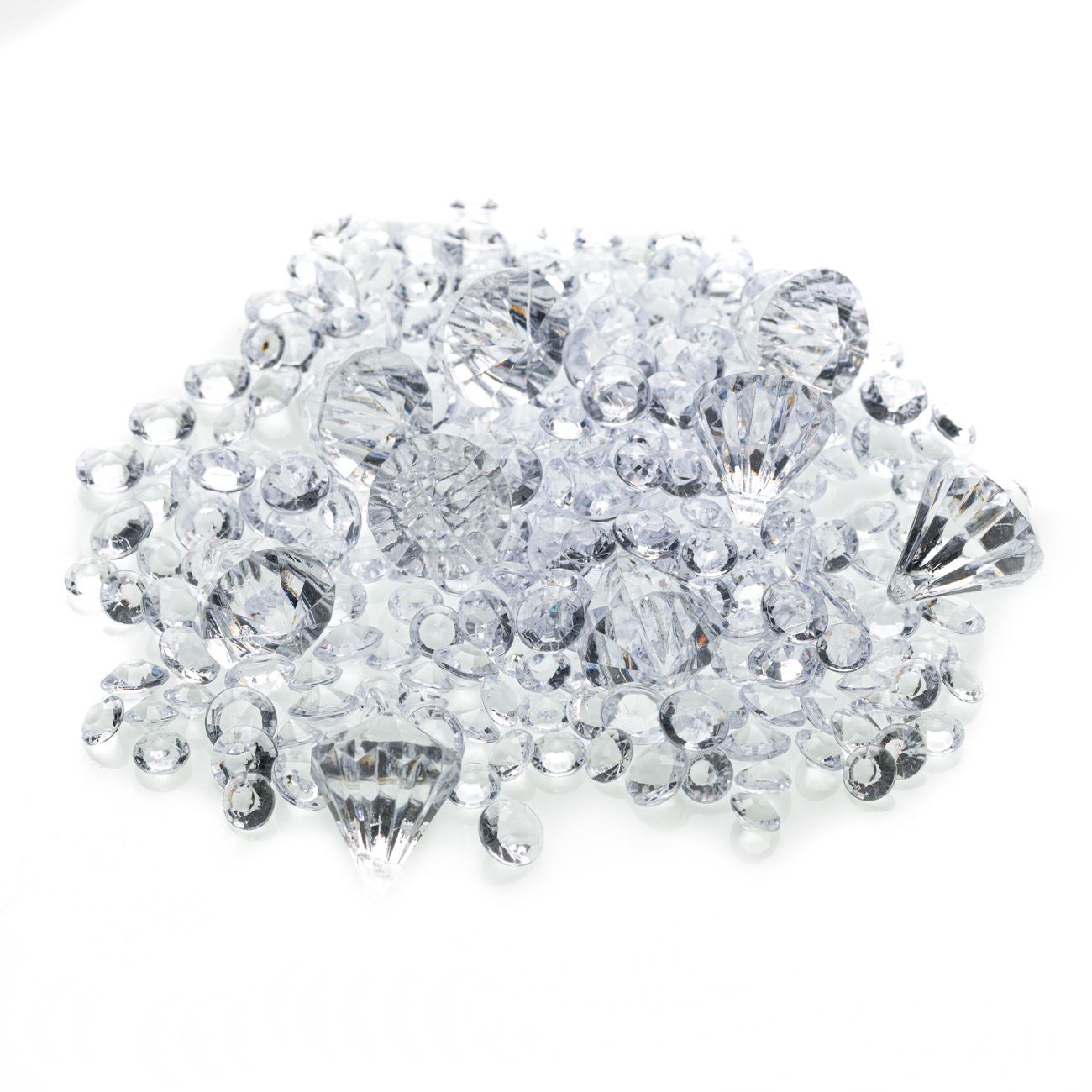 Kézműves gyémántok műanyag átlátszó 3 méret - 90 g