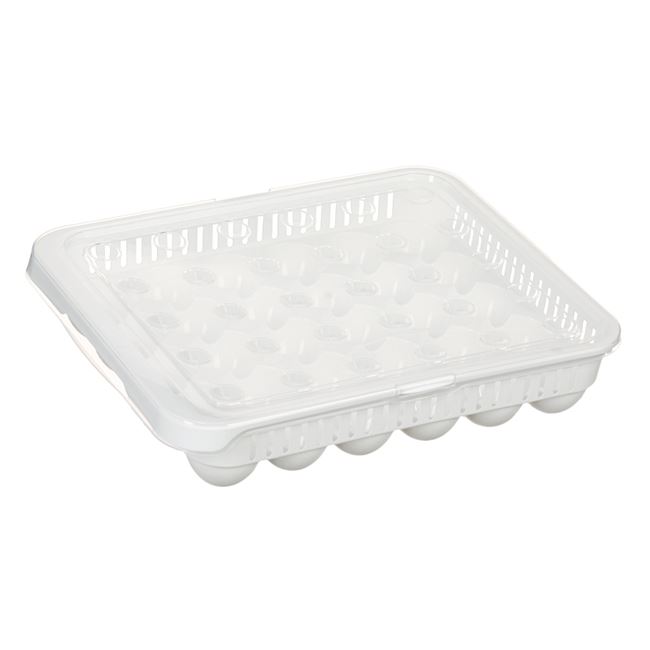 Tojás hűtőtok fehér műanyag 30 férőhelyes fedéllel 33,5x27,8x7,3 cm