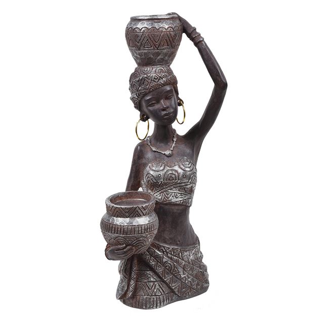 Afrikai vízhordó nő figura 14x8x31,5cm