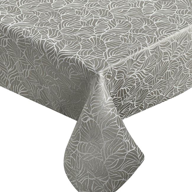 Taupe textil asztalterítő leveles 240x140cm