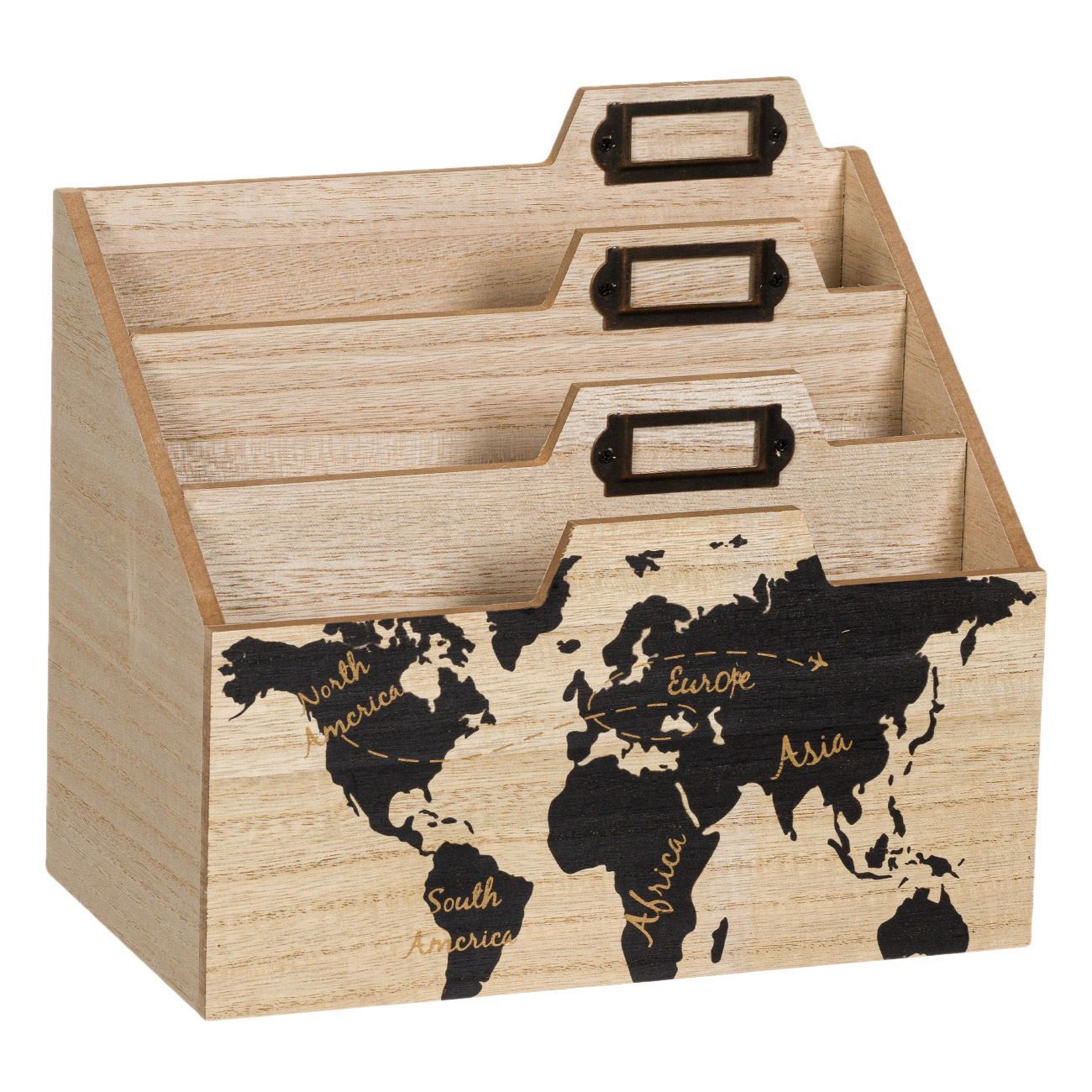 Fából készült boríték tároló Világtérkép 24x14x20 cm