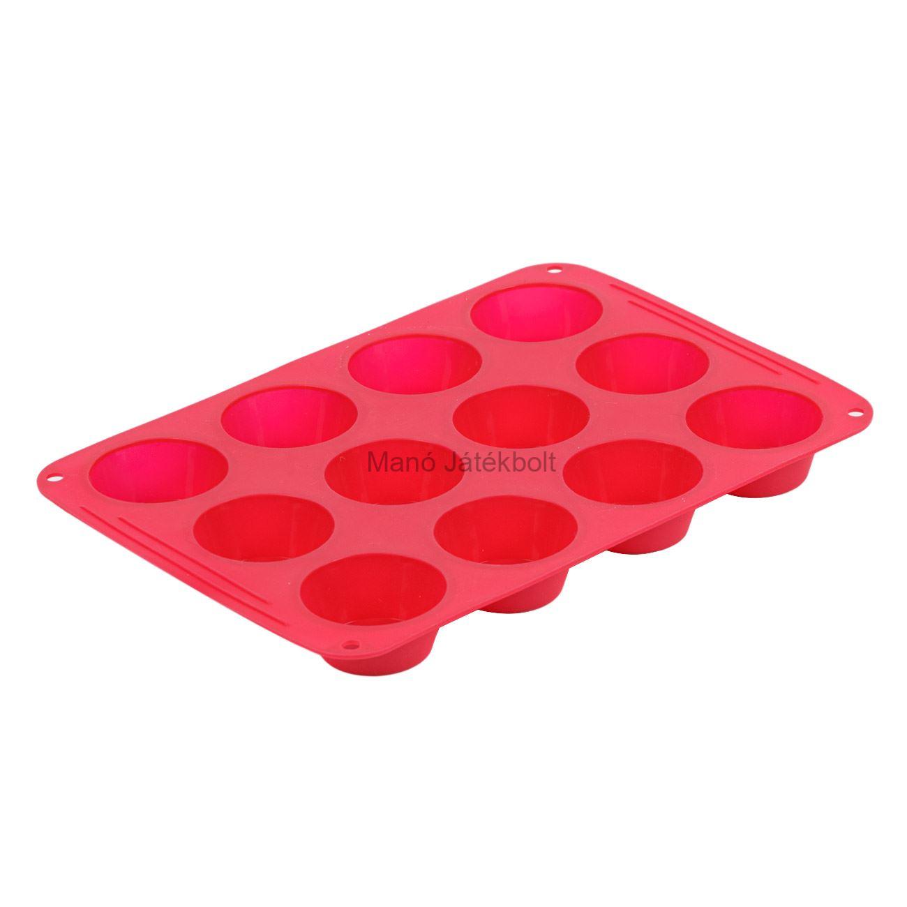 Cupcake forma szilikon piros 12 ülőhely 6,5 cm - 34x24 cm