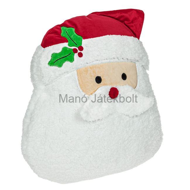 Dekoratív karácsonyi párna Mikulásfej bársonyos kalappal, 45x50cm