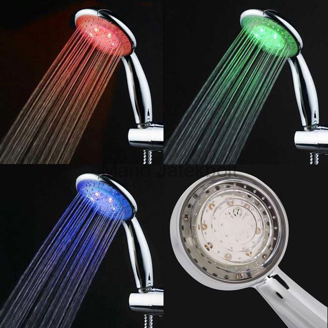 LED zuhanyfej és hőmérséklet-érzékelő