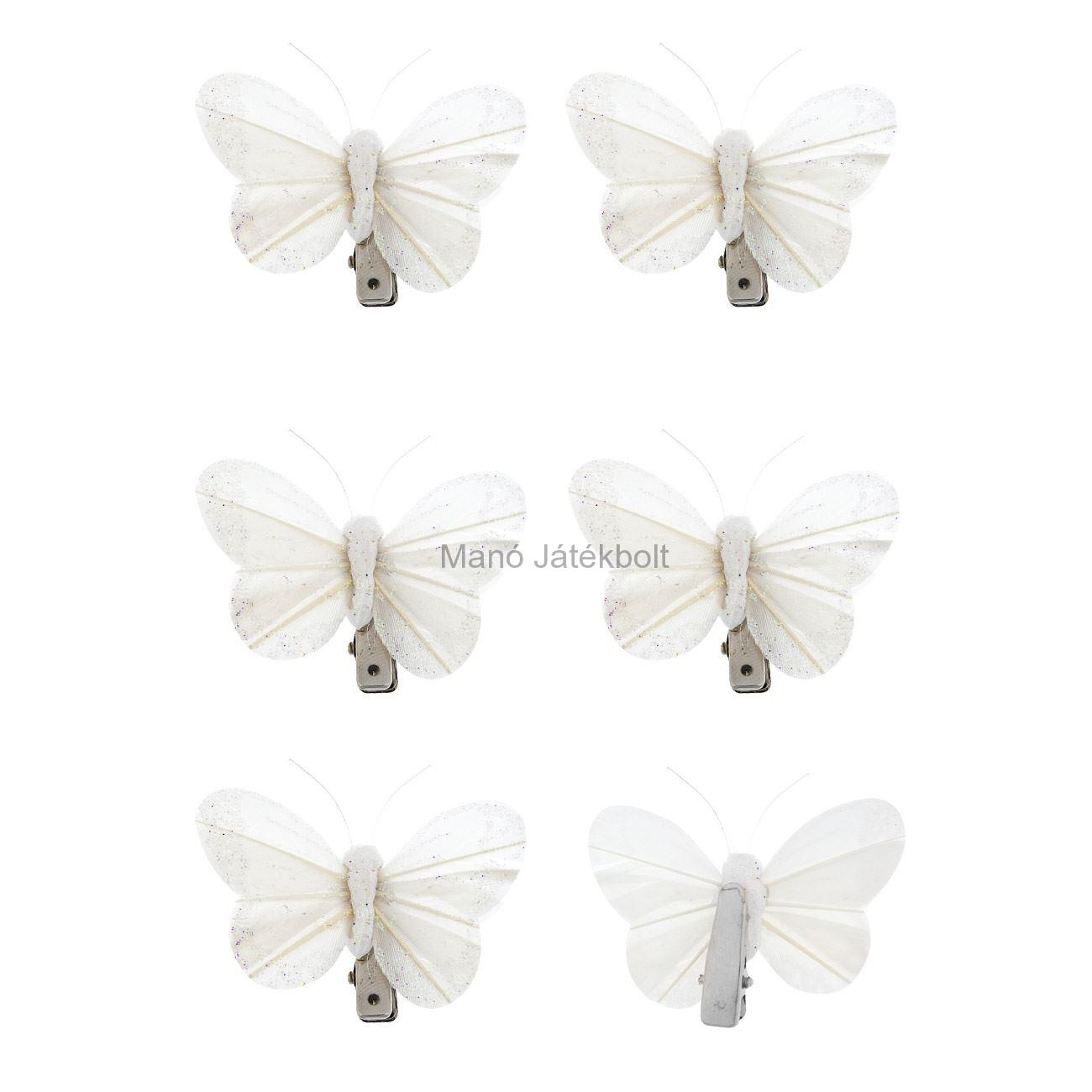 Függönydíszek Pillangók Fehér 6 cm - 6 db