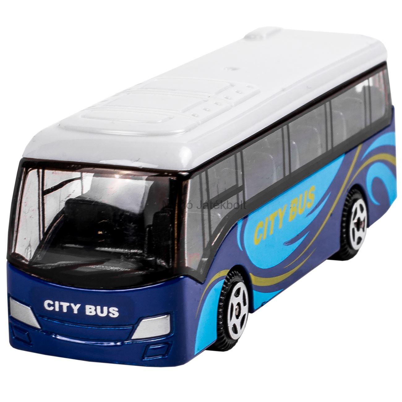 Játék városi busz kék fém