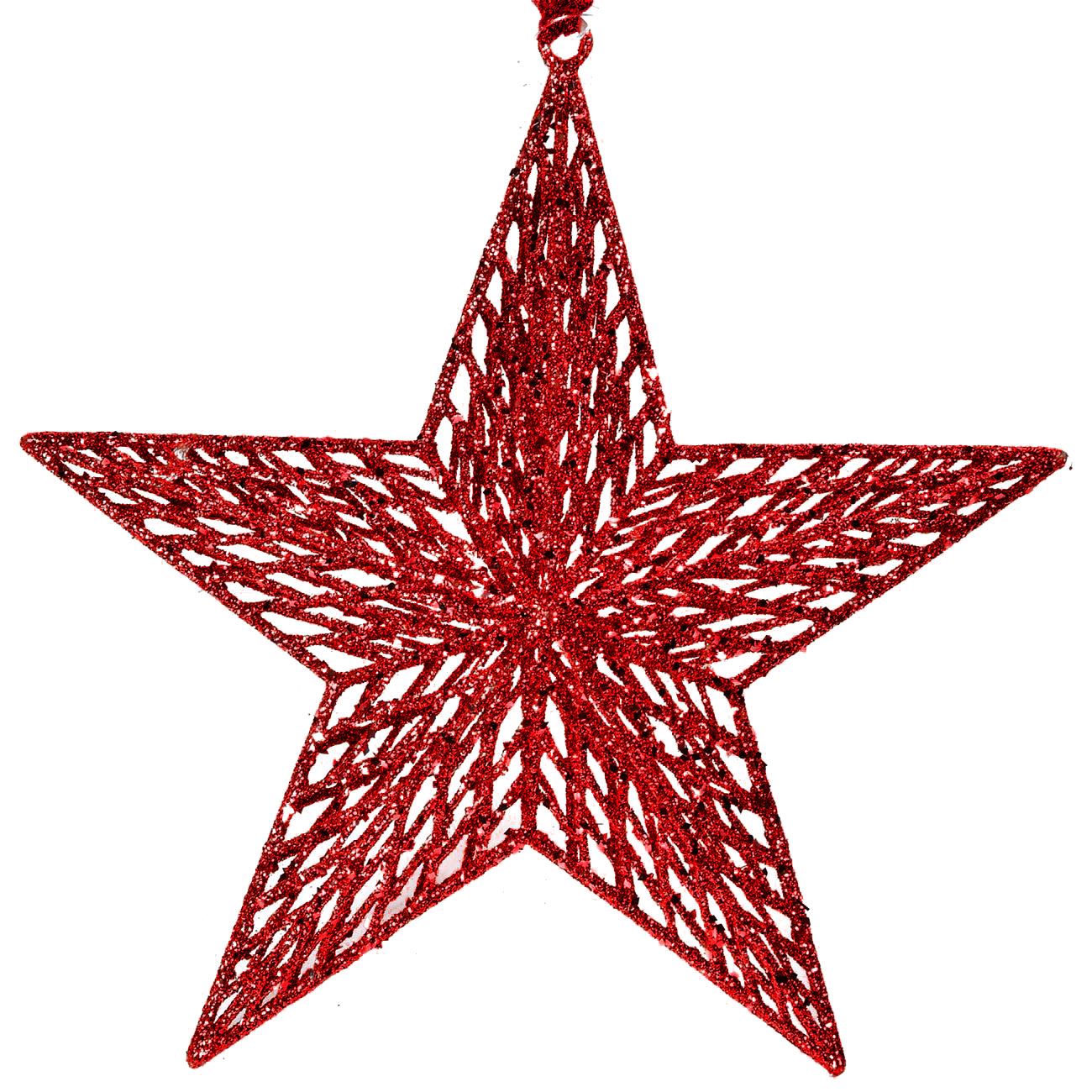 Karácsonyi csillag vörös perforált csillogás 28 cm