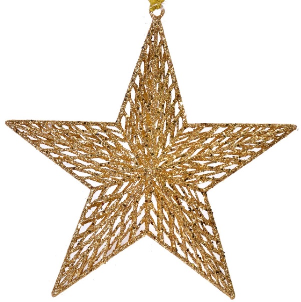 Karácsonyfa dísz csillag arany perforált 28 cm