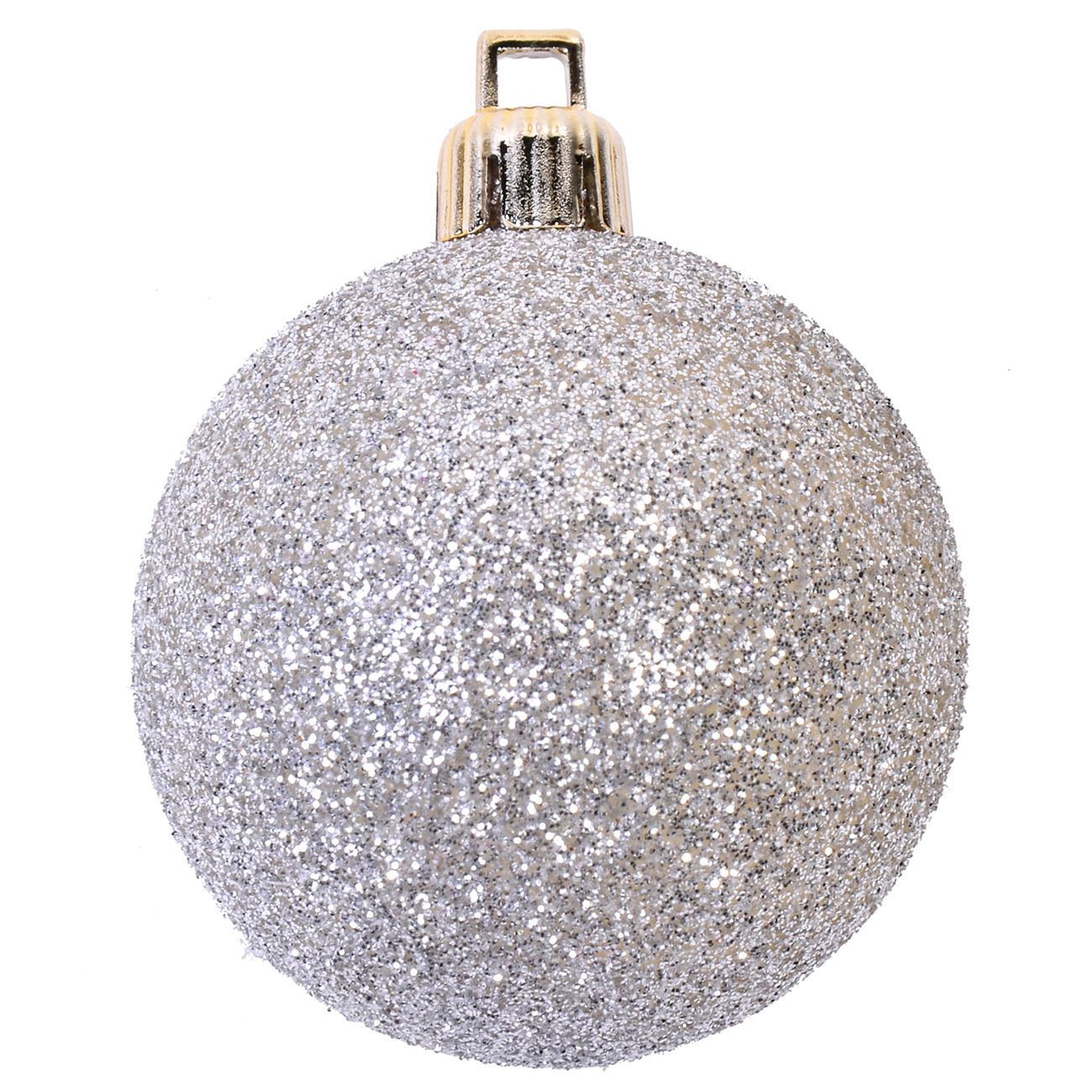 Karácsonyi gömb készlet ezüst csillám 5 cm - 12 db.