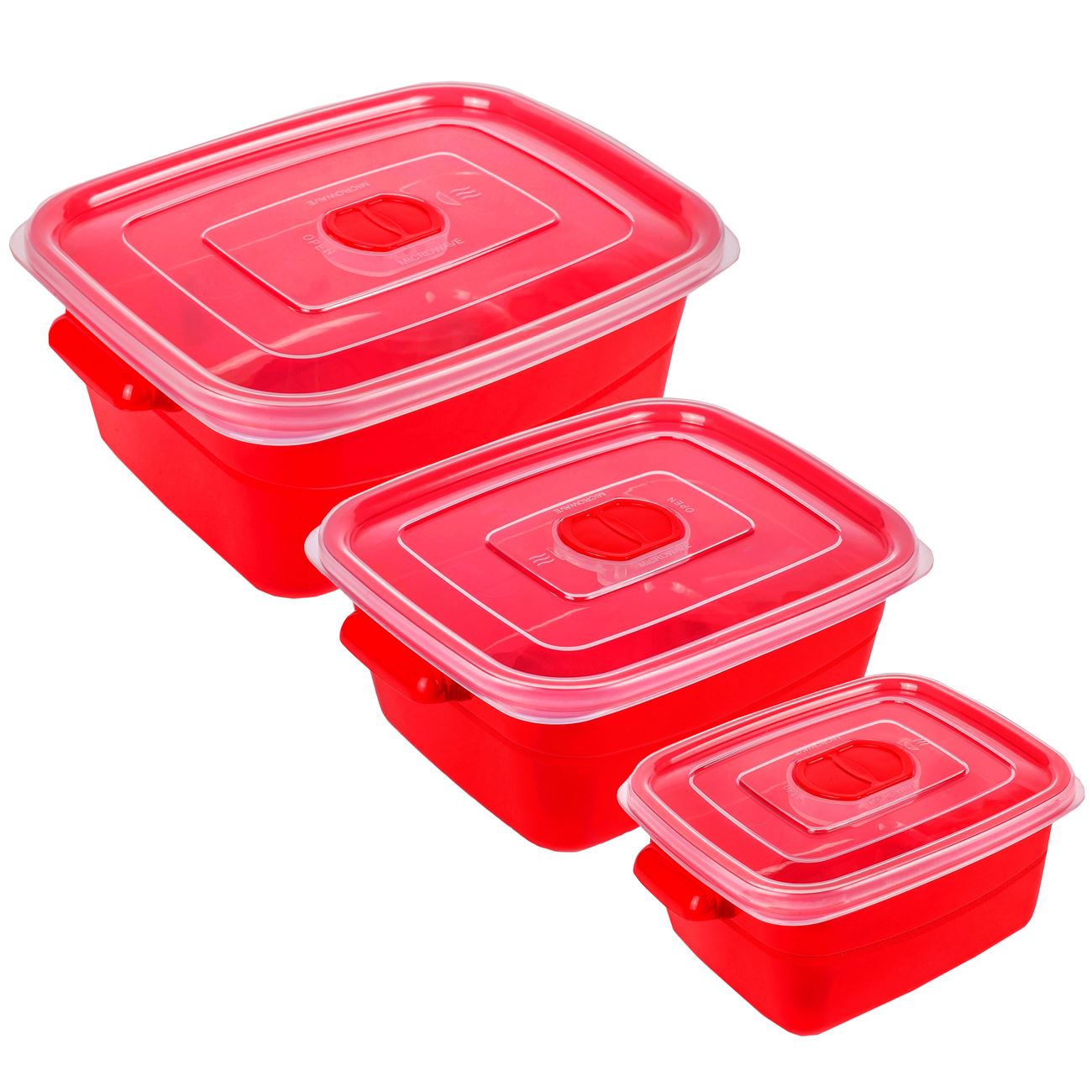 Élelmiszer tárolódoboz piros (3 méret) - 3 db.