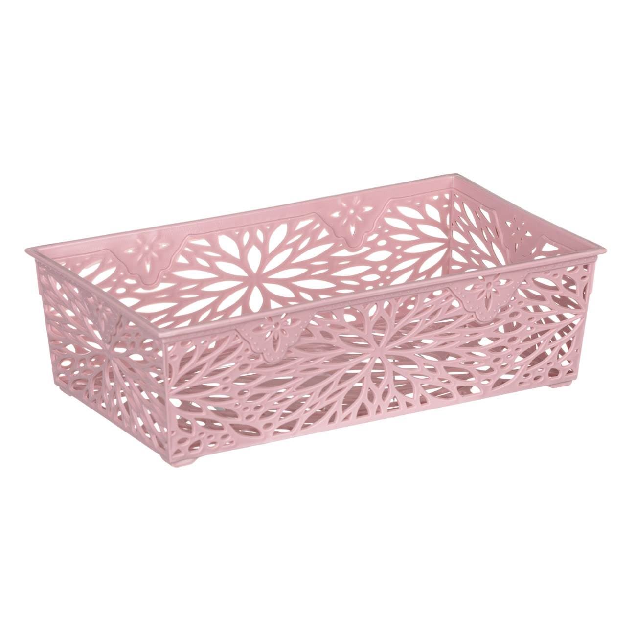 Rózsaszín műanyag virágos tároló doboz 1.1l