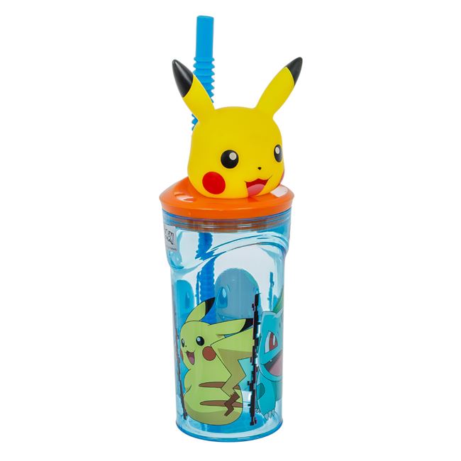 Szívószálas pohár  3D Pokémon Picachu 360ml