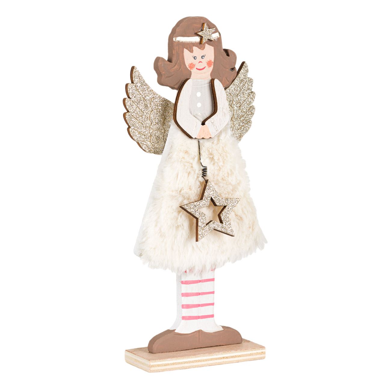 Karácsonyi asztaldísz Angel Angel Fur Star 10x4x24 cm
