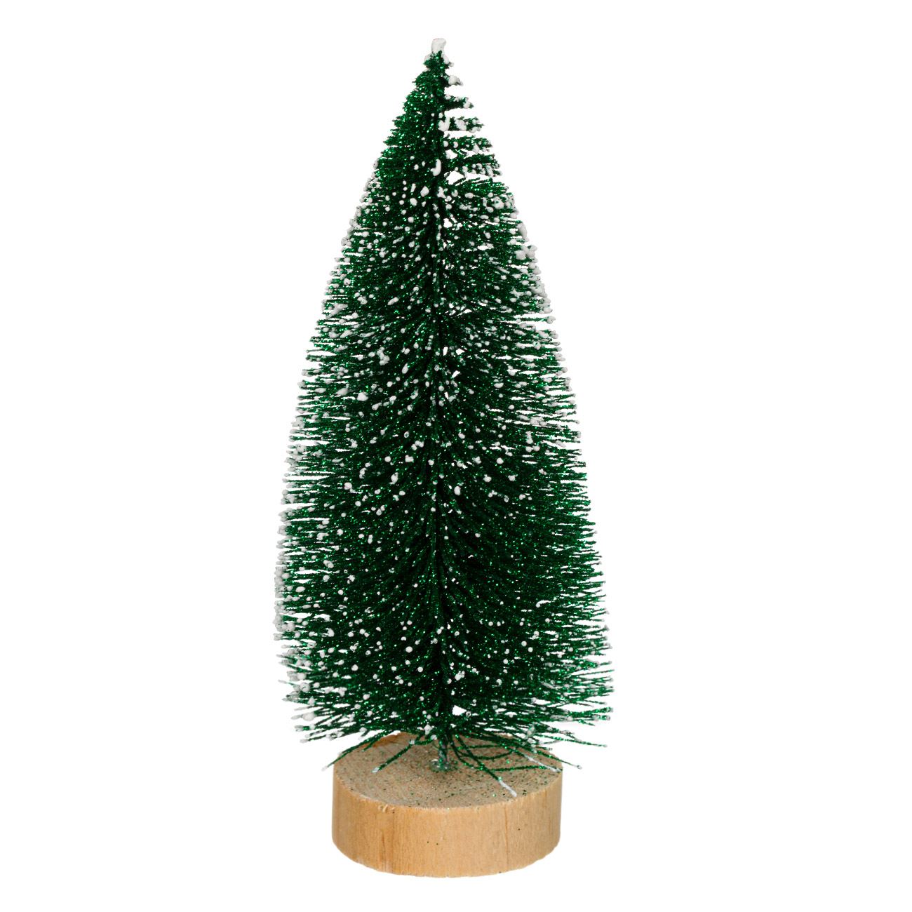 Karácsonyi dekoratív fa zöld havas csillogás 17 cm