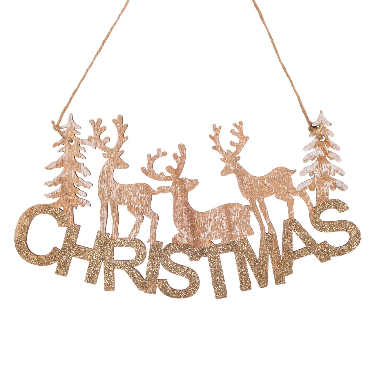 Karácsonyi dekorációs jel Rénszarvas arany csillogás 22 cm