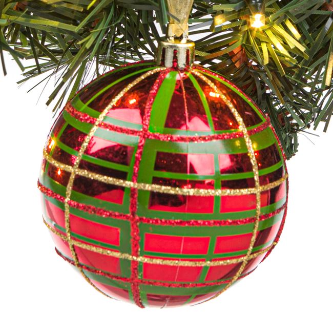 Karácsonyfa gömb Kockás Fényes Piros 8 cm