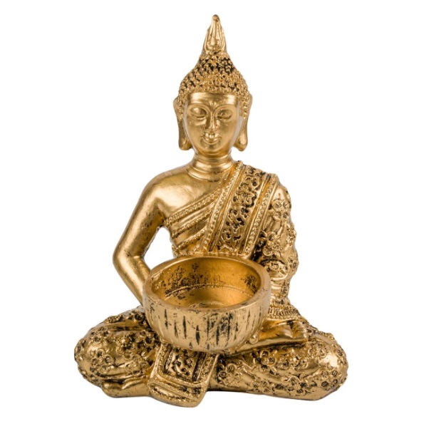 Mécses tartó  Arany Buddha 11x14 cm