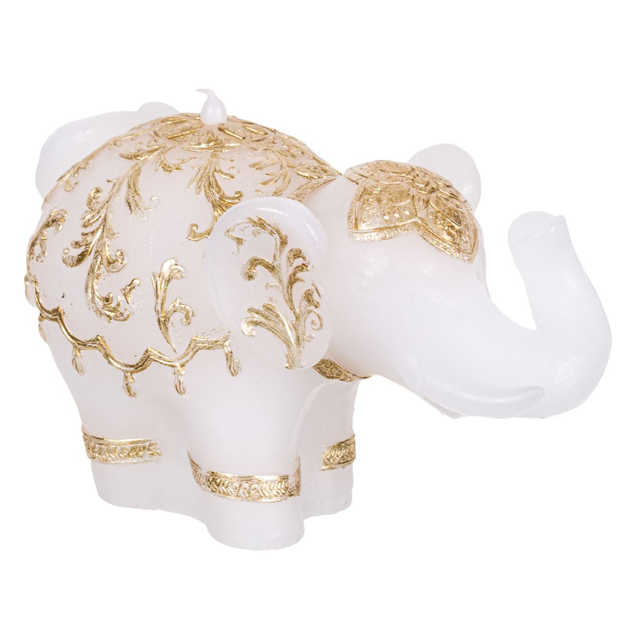 LED elefánt dekoratív gyertya fehérarany meleg fény 23x12x13 cm