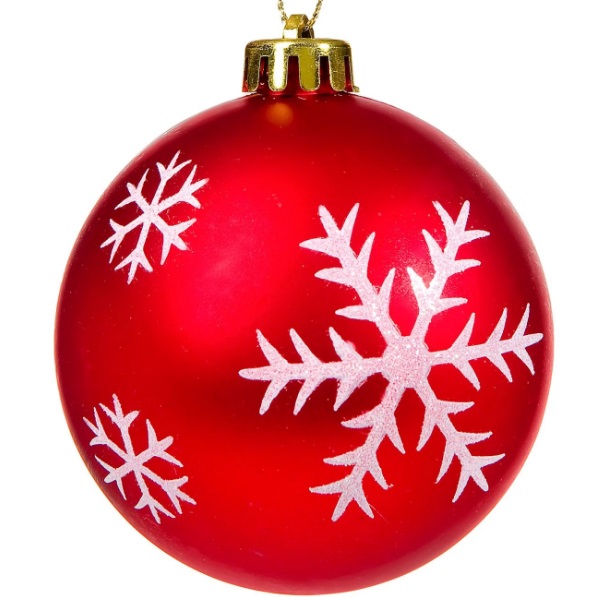 6 db Piros Hópihés karácsonyfa gömb dísz 8 cm 