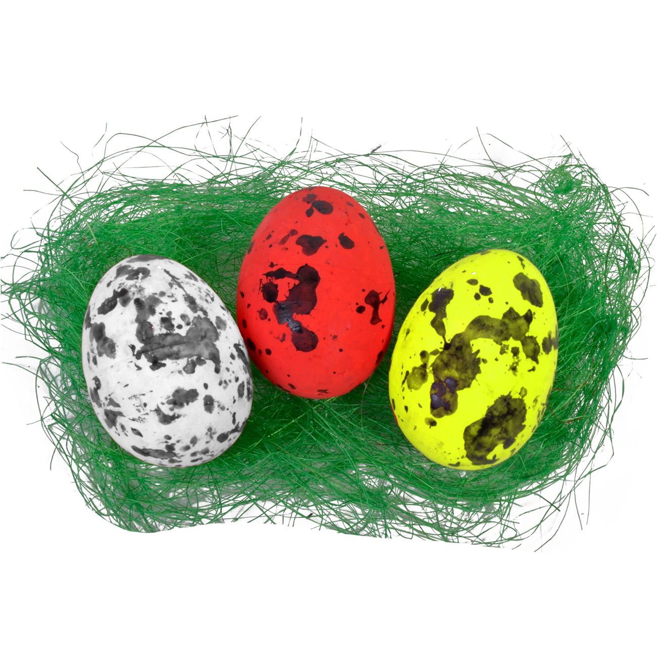 Húsvéti dekoratív színes tojások és fű - 12 db.