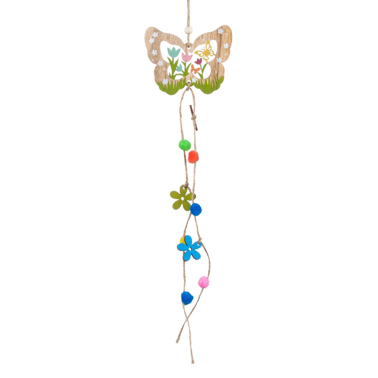 Húsvéti medál fából készült dekoratív pillangós póni 45 cm