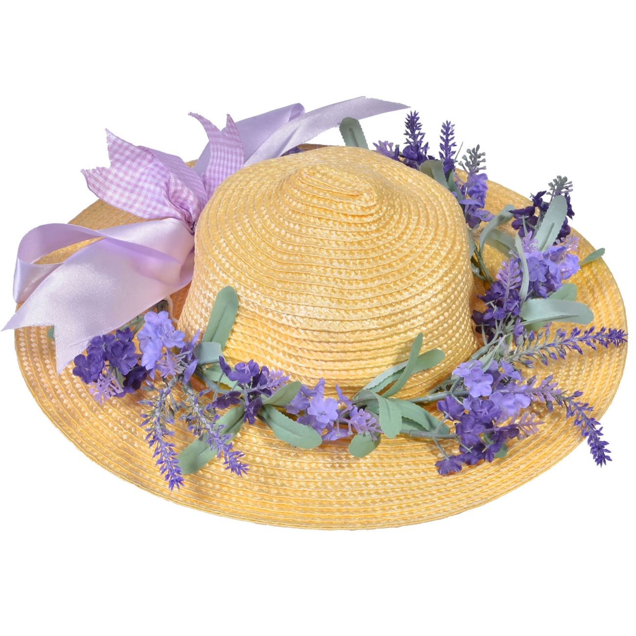 Levendulás tavaszi kalap dísz 36 cm