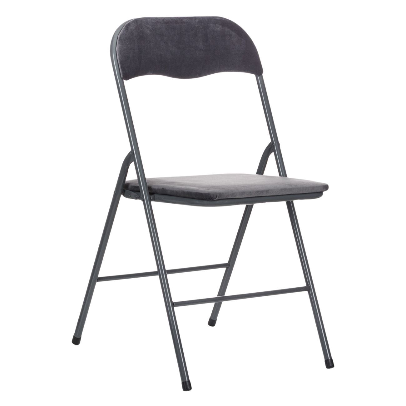 Fém összecsukható szék szürke bársony 48x44x81 cm