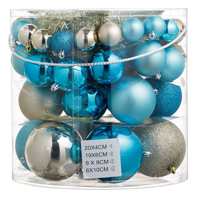 55 db-os karácsonyfa dísz Kék/Pezsgő