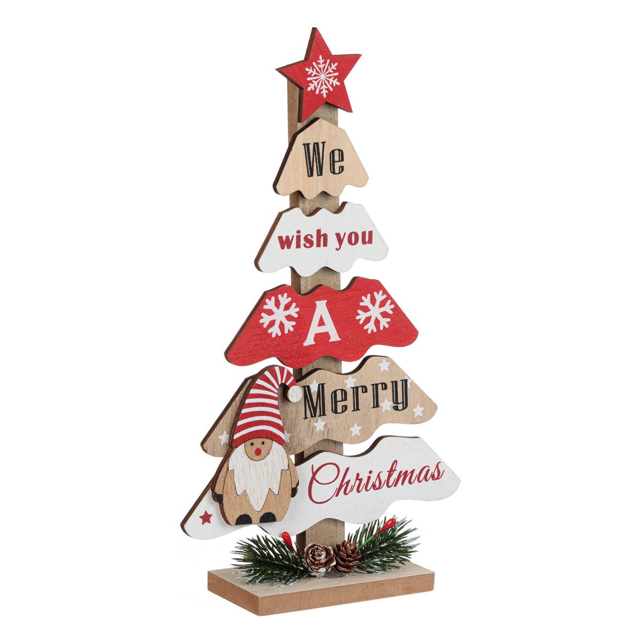 Karácsonyi dekoratív fa kívánságfenyő Mikulás gnómmal 25,5cm