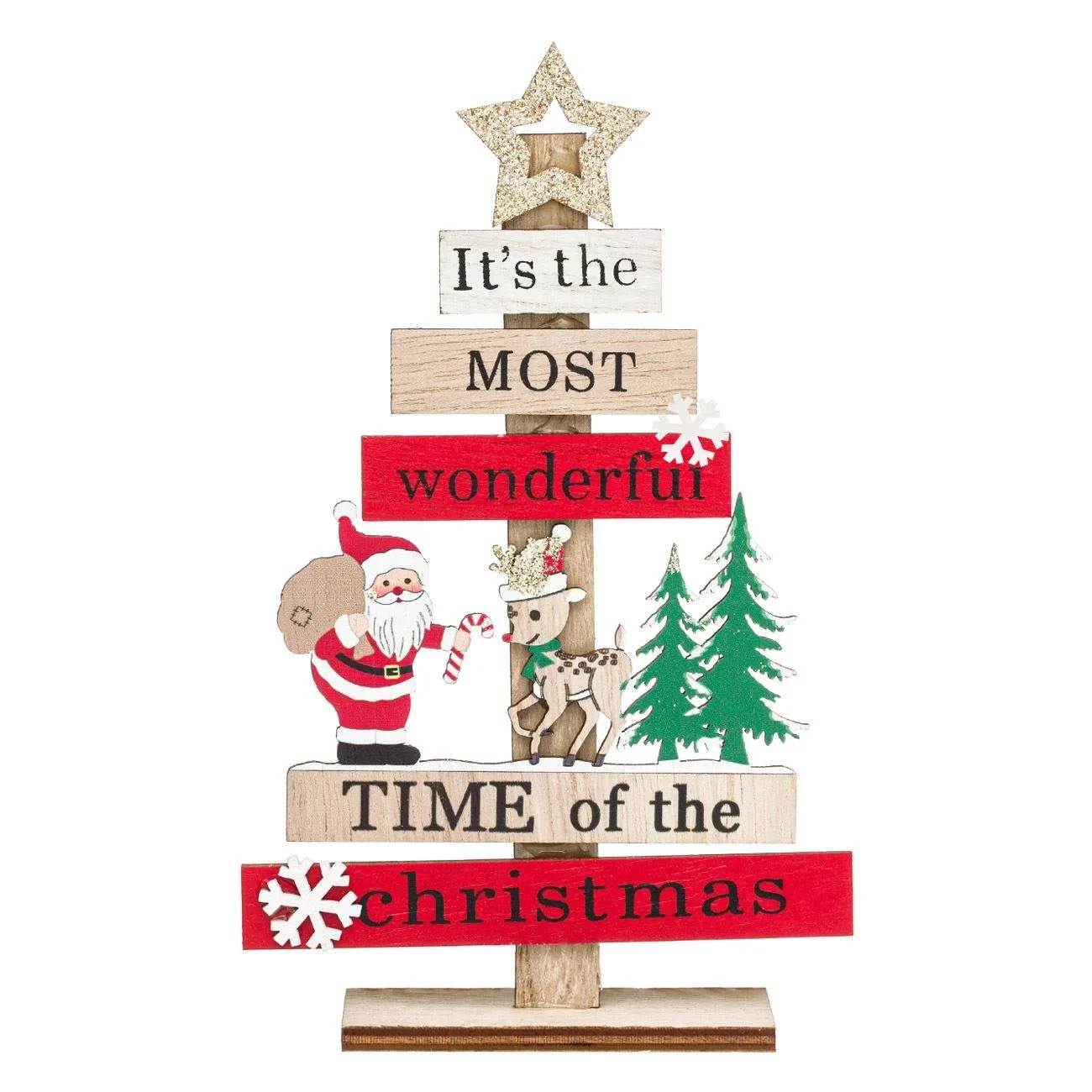 Karácsonyi dekoratív fa dísz mikulással 17,5 cm