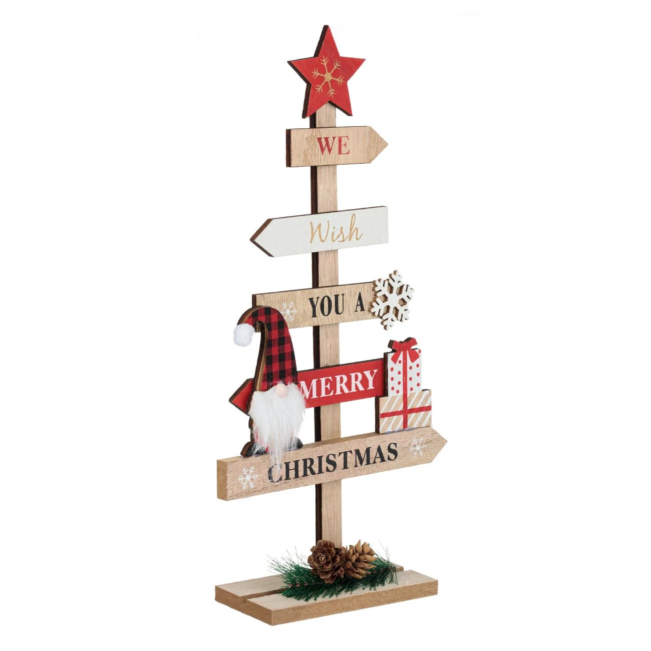Karácsonyi dekoratív fa dísz Mikulás gnóm 33.5cm