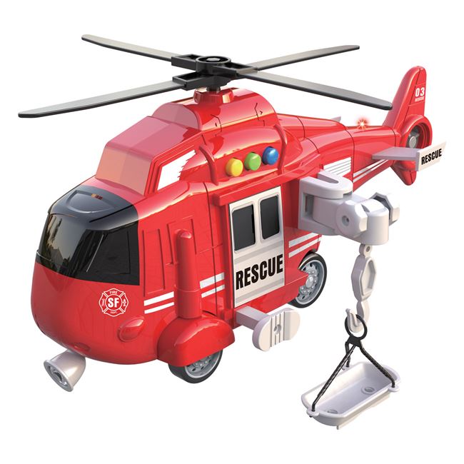 Piros mentőhelikopter hordággyal