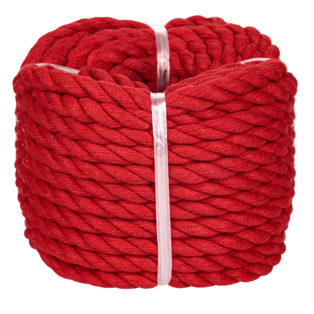 Makramé kötél pamut piros 12 m x 10 mm