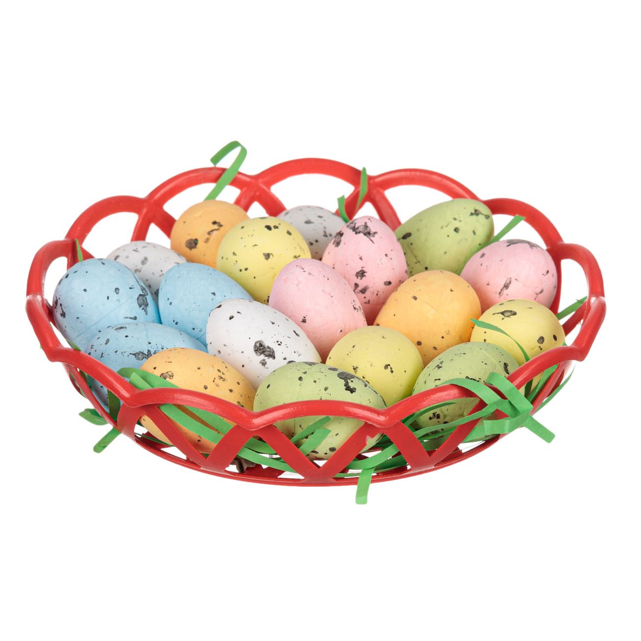 Húsvéti dekorációs kosár tojásokkal - 18 db