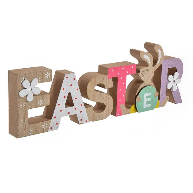 Húsvéti Easter felirat ülő nyuszival 26,5x2x9cm