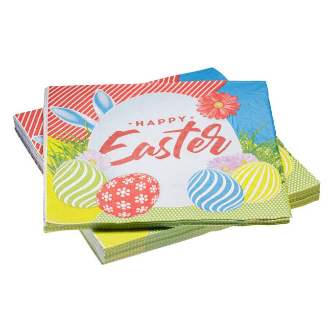 Húsvéti szalvéták Színes boldog húsvéti tojás 40x40 cm - 25 db