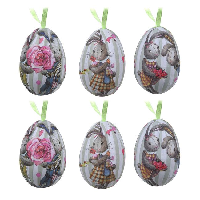 Húsvéti tojás dekoráció - Nyuszik 5cm - 6 db