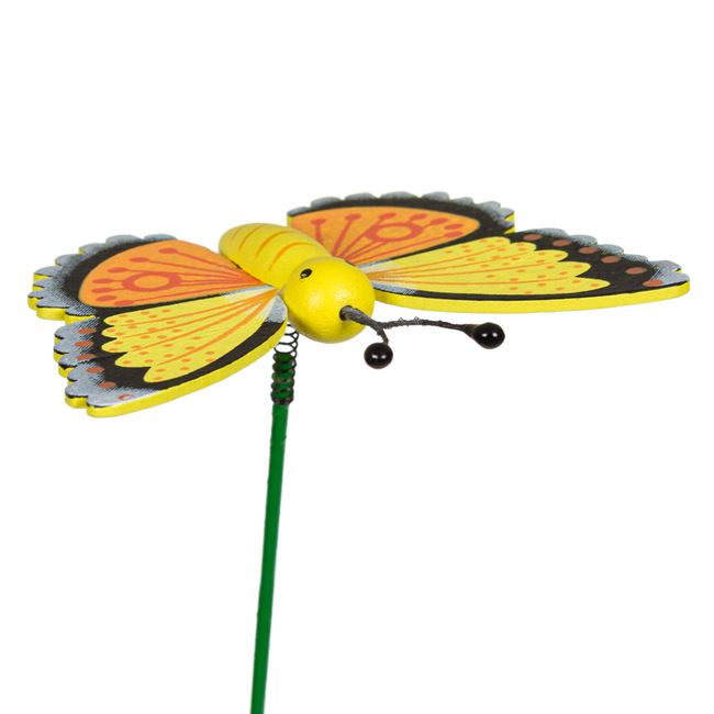 Mozgó Pillangó pálcikán citromsárga fekete széllel 25 cm