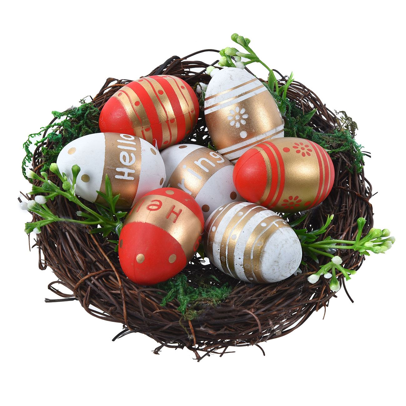 Húsvéti fészek dekoráció tojásokkal 16x5 cm