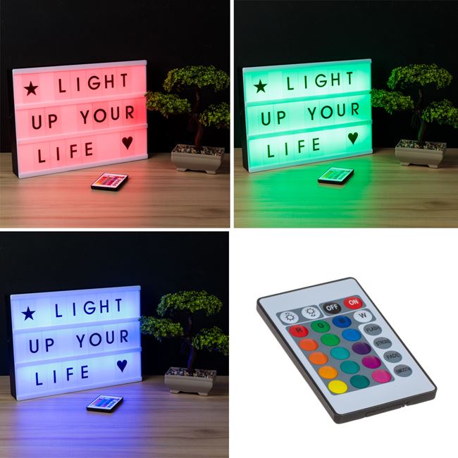 LED panel megvilágított RGB vezérlővel és betűkkel 30x4.55x22cm