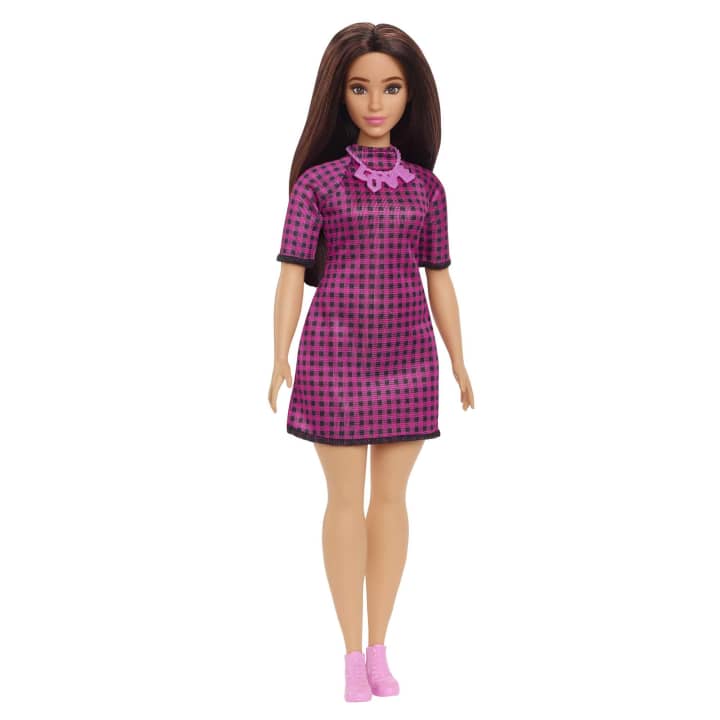Barbie Fashionistas baba - Kockás ruhás