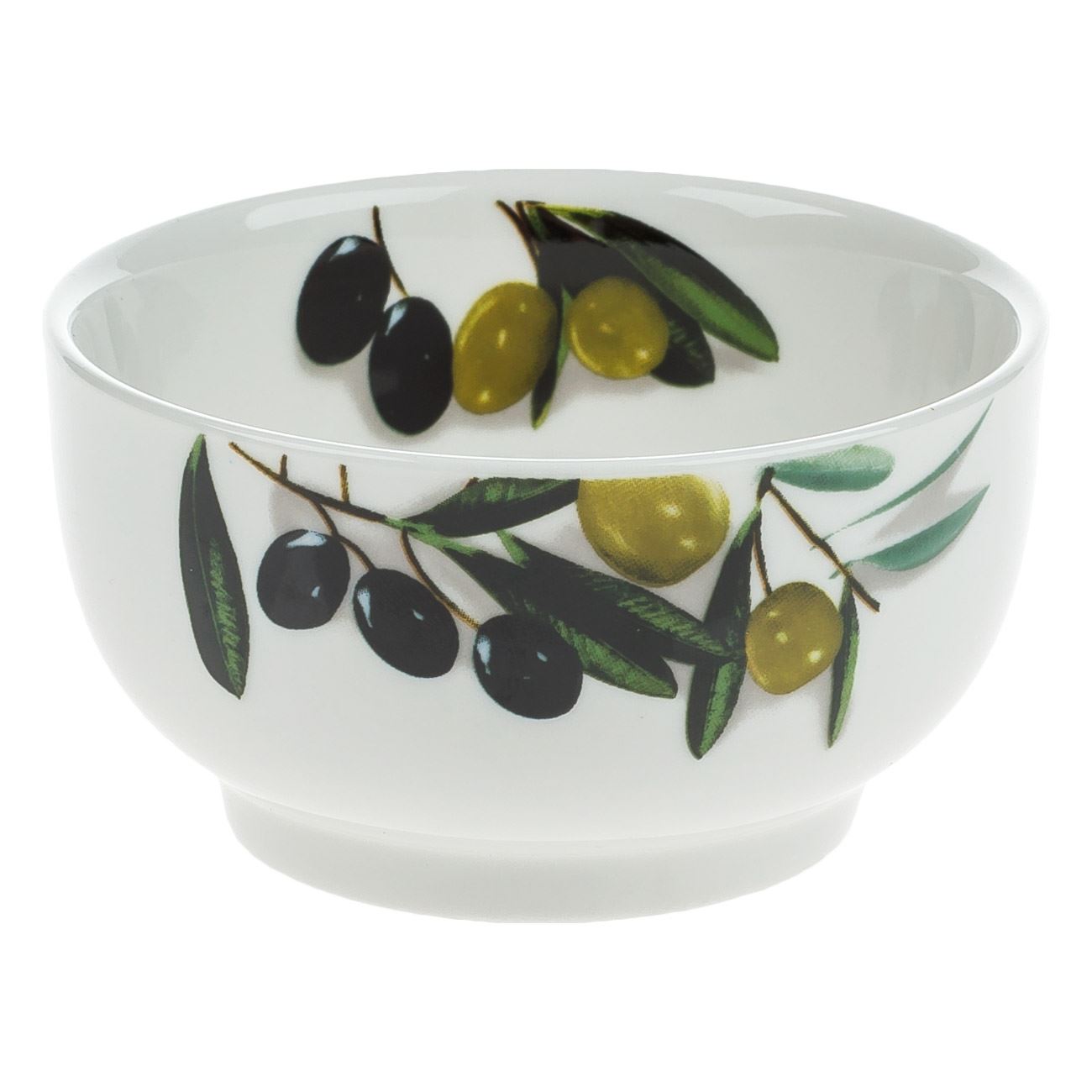 Fehér porcelán tál olíva mintával szószokhoz és mogyoróhoz 160ml