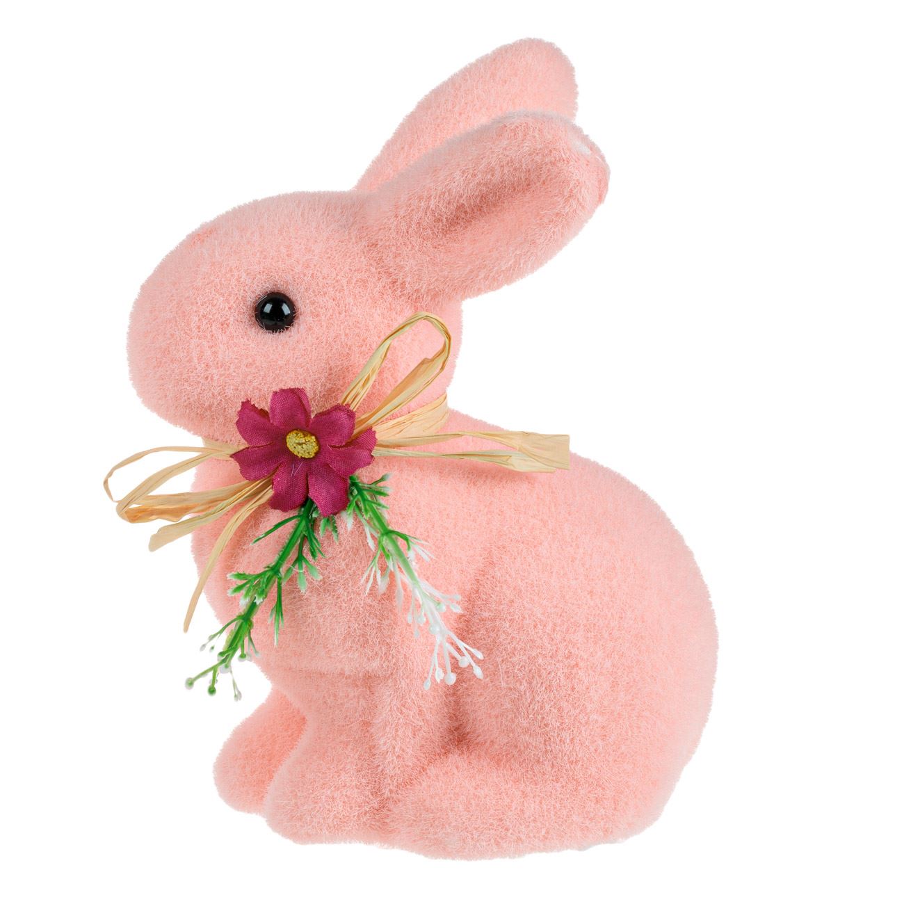 Rózsaszín hab nyúl dekoratív húsvéti figura 18 cm